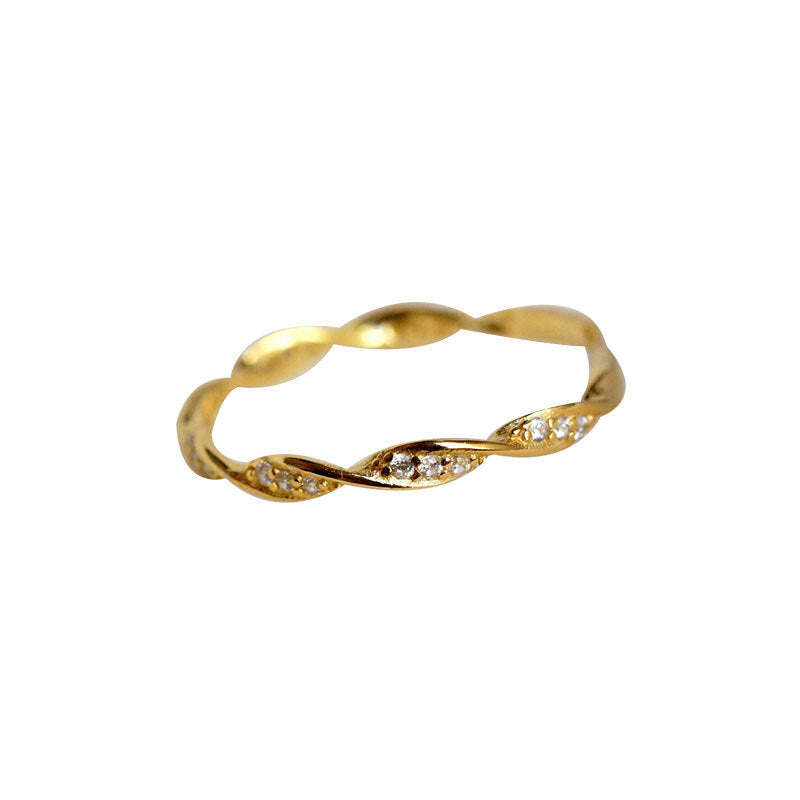 S925 Sterling Silver Twisted Diamond Adjustable Ring