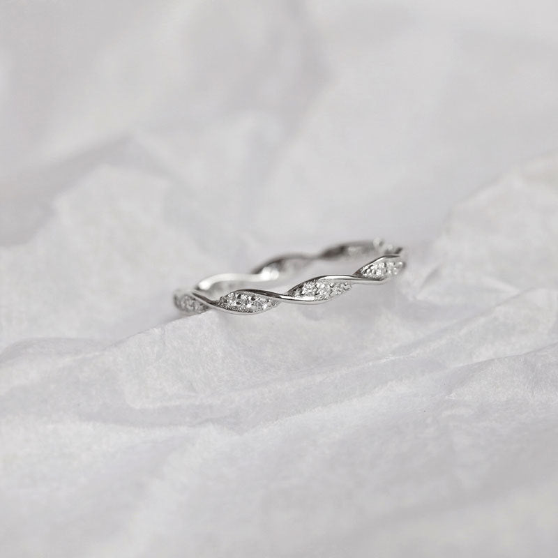 S925 Sterling Silver Twisted Diamond Adjustable Ring